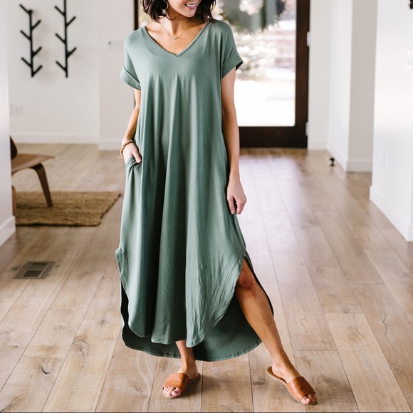 Free and Easy Maxi Dress in Light Olive - Picture 3 of 8